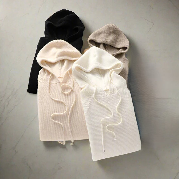 Hoodie in Cashmere and Merino Wool Blend with Relaxed Fit and Adjustable Drawstrings