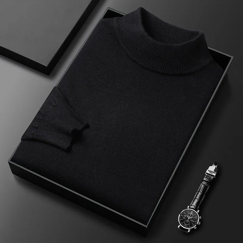 Men's Knitted Slim Fit Half Collar Sweater – Refined Minimalist Design