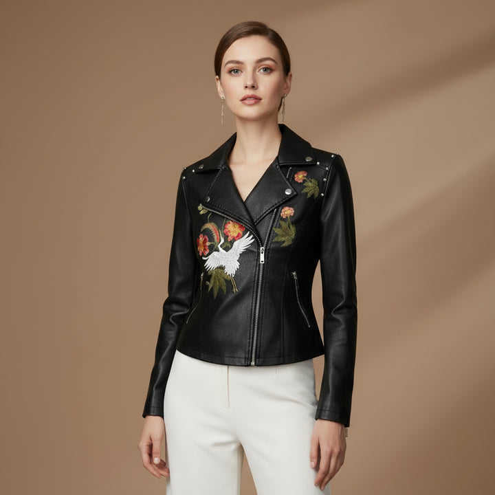 Women's Vegan Leather Motorcycle Jacket – Streamlined Modern Fit