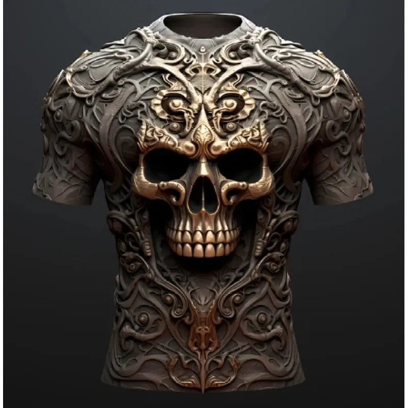 Cotton Men's 3D Skull Print T-Shirt – Hip Hop Loose Fit Top