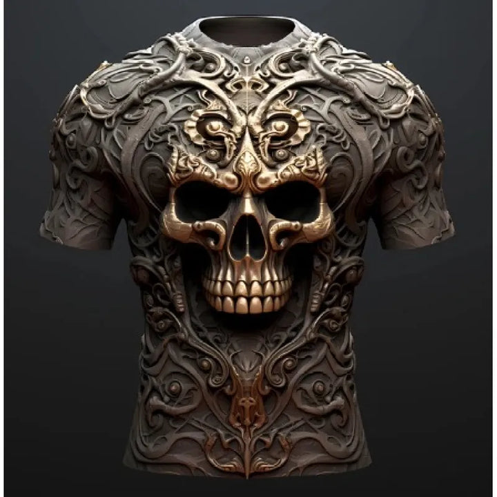 Cotton Men's 3D Skull Print T-Shirt – Hip Hop Loose Fit Top
