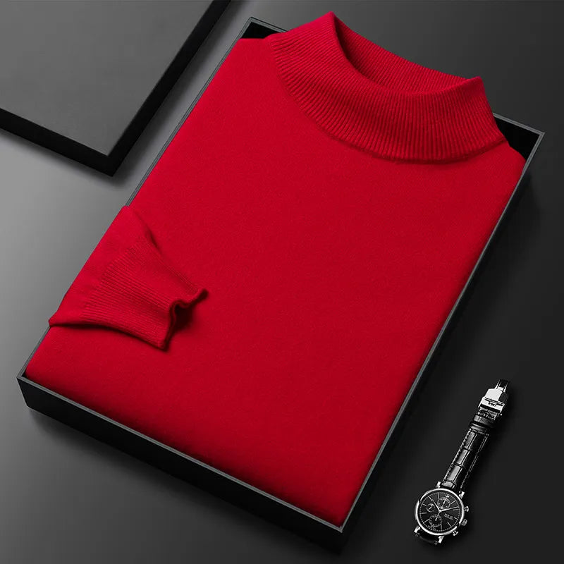 Men's Knitted Slim Fit Half Collar Sweater – Refined Minimalist Design