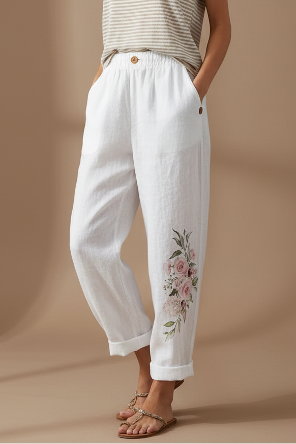 Women's Digital Print Straight-Leg Trouser – Playful Graphic Pattern