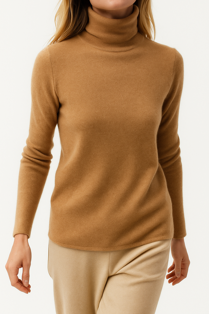 Cashmere Blend Turtleneck Sweater with Merino Wool, Slim Fit for Women in Vintage