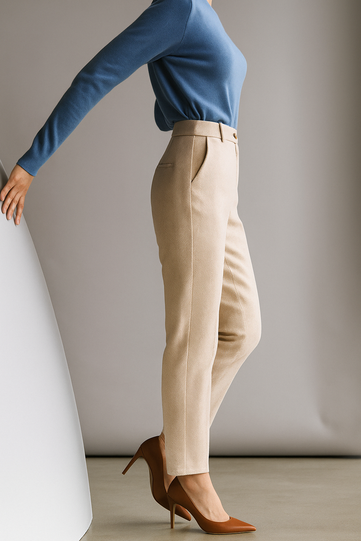 Tailored Wool Trousers with High-Rise Waistband and Slim Tapered Ankle Fit