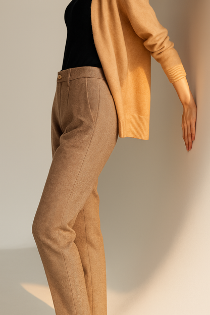 Tailored Wool Trousers with High-Rise Waistband and Slim Tapered Ankle Fit