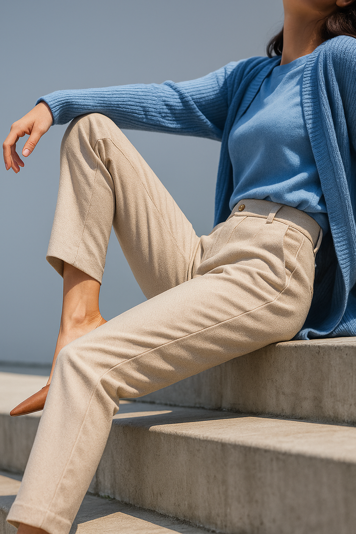 Tailored Wool Trousers with High-Rise Waistband and Slim Tapered Ankle Fit