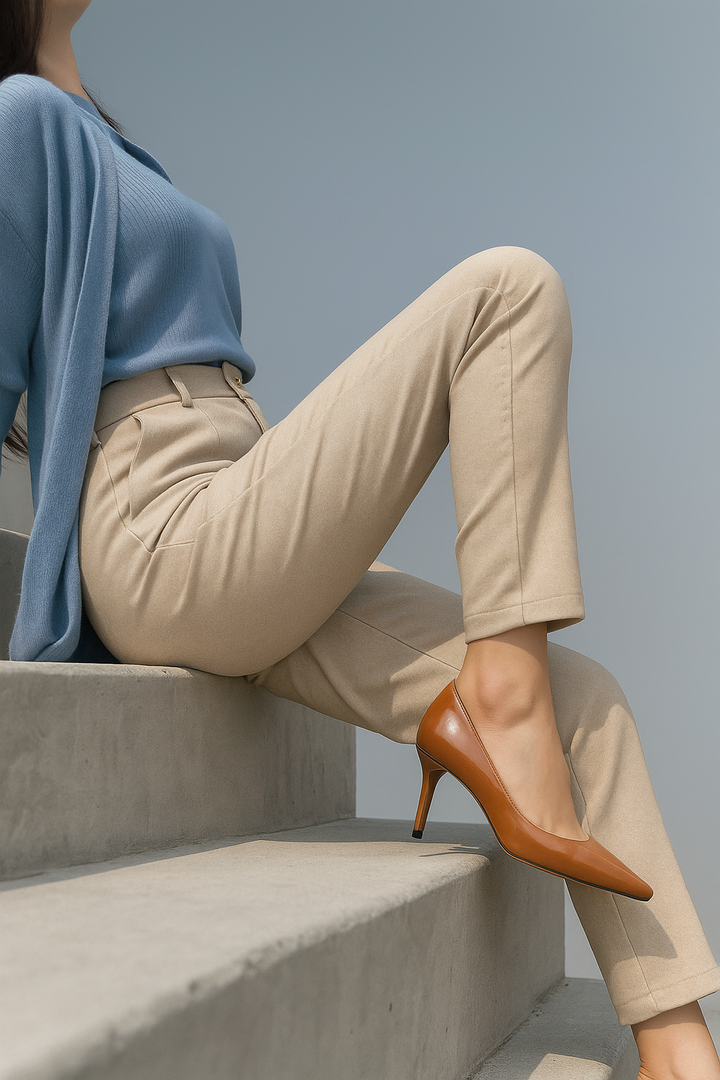 Tailored Wool Trousers with High-Rise Waistband and Slim Tapered Ankle Fit