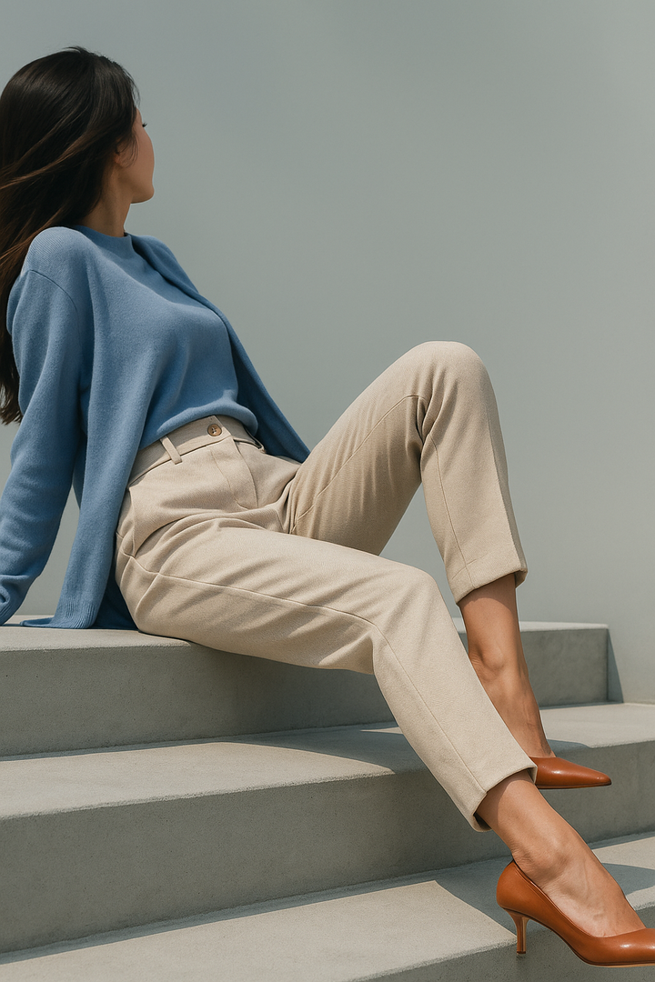 Tailored Wool Trousers with High-Rise Waistband and Slim Tapered Ankle Fit