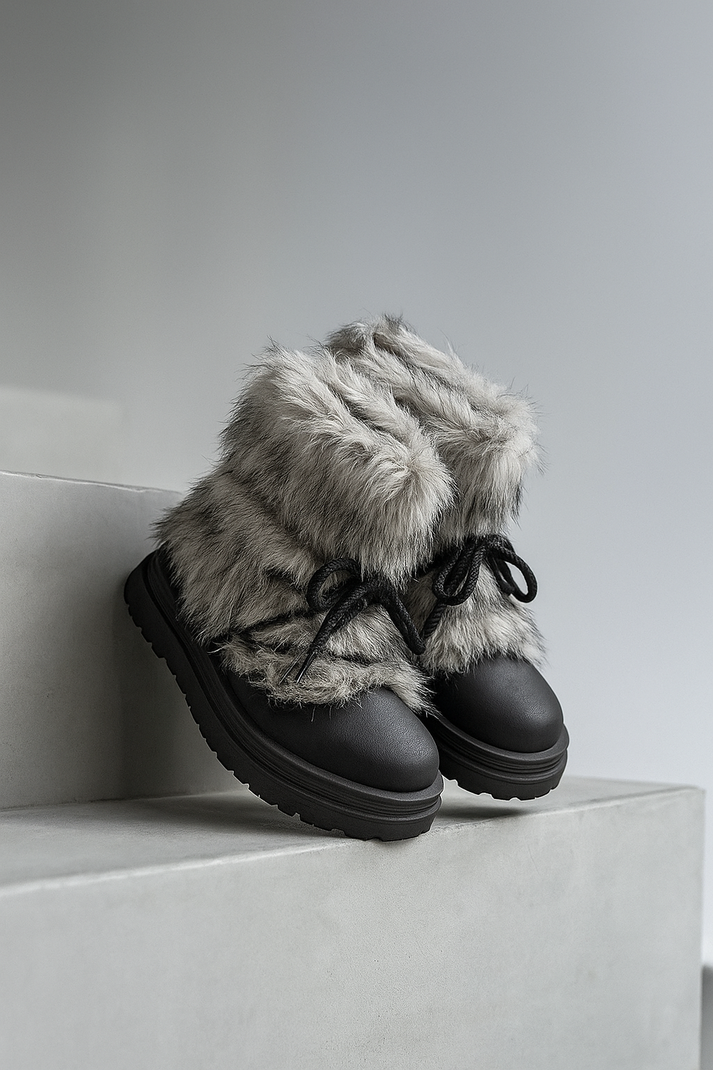 Faux Fur Snow Boots with Platform Sole and Insulated Lace-Up, Women's Aspen