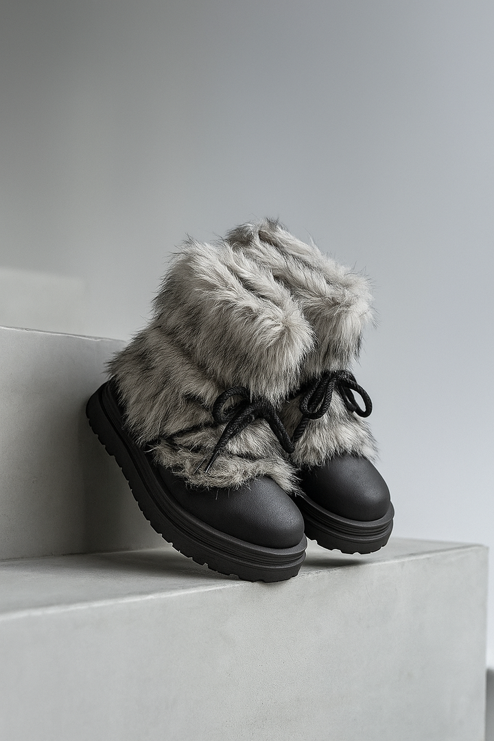 Faux Fur Snow Boots with Platform Sole and Insulated Lace-Up, Women's Aspen