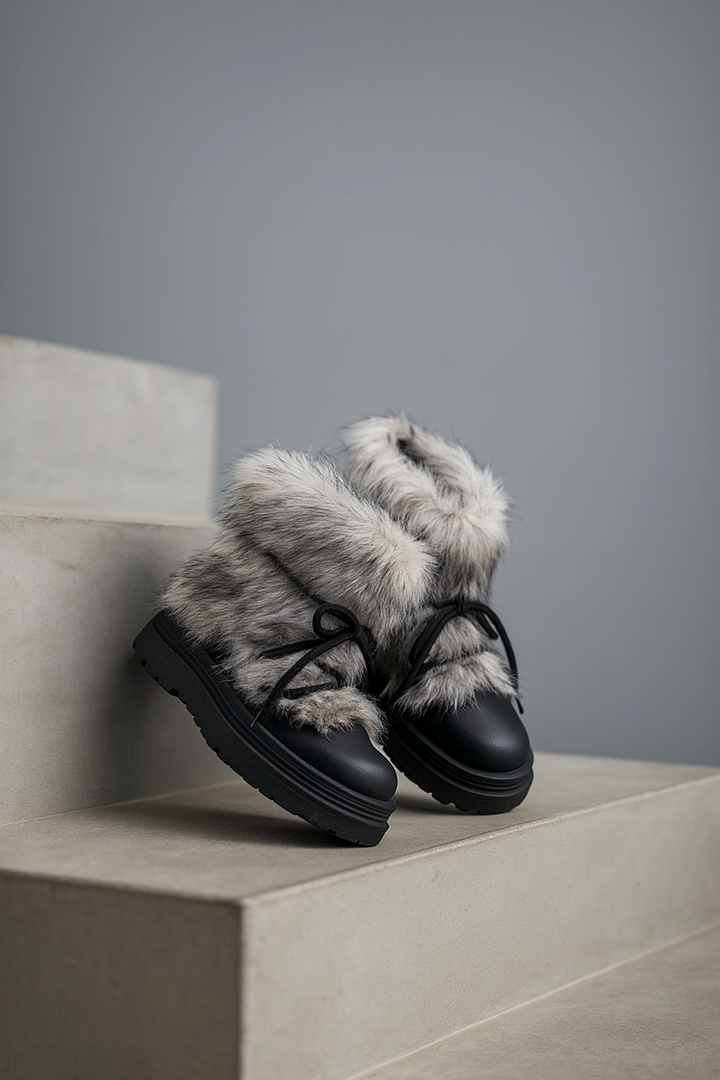 Faux Fur Snow Boots with Platform Sole and Insulated Lace-Up, Women's Aspen