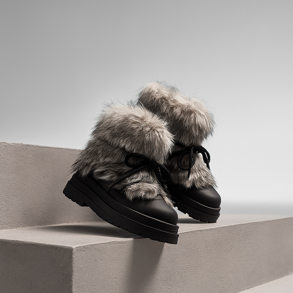 Faux Fur Snow Boots with Platform Sole and Insulated Lace-Up, Women's Aspen