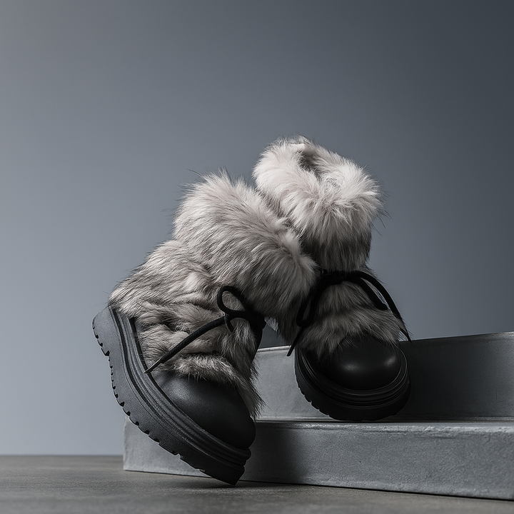 Faux Fur Snow Boots with Platform Sole and Insulated Lace-Up, Women's Aspen