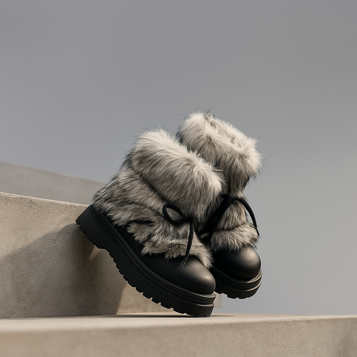Faux Fur Snow Boots with Platform Sole and Insulated Lace-Up, Women's Aspen