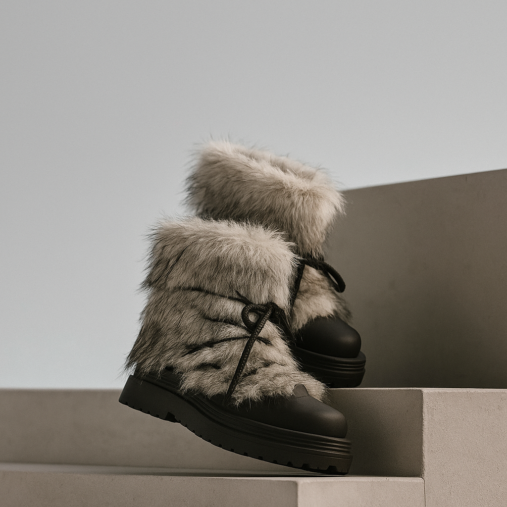 Faux Fur Snow Boots with Platform Sole and Insulated Lace-Up, Women's Aspen