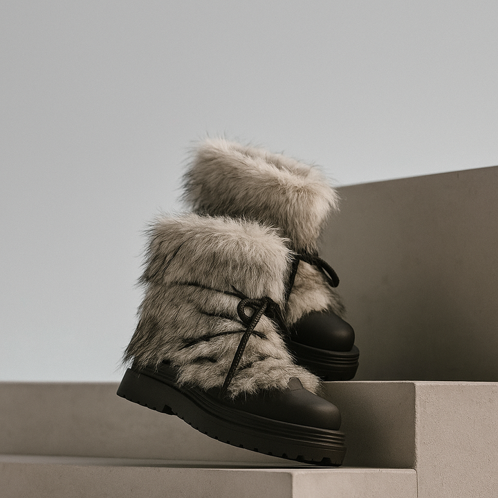 Faux Fur Snow Boots with Platform Sole and Insulated Lace-Up, Women's Aspen