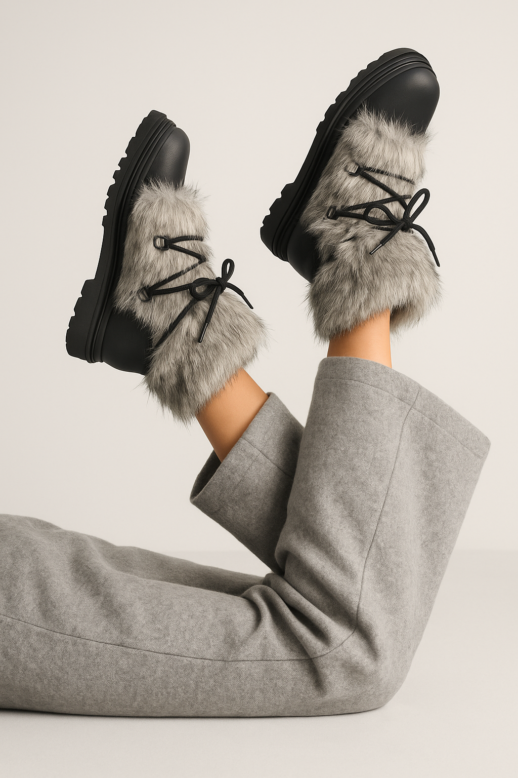 Faux Fur Snow Boots with Platform Sole and Insulated Lace-Up, Women's Aspen