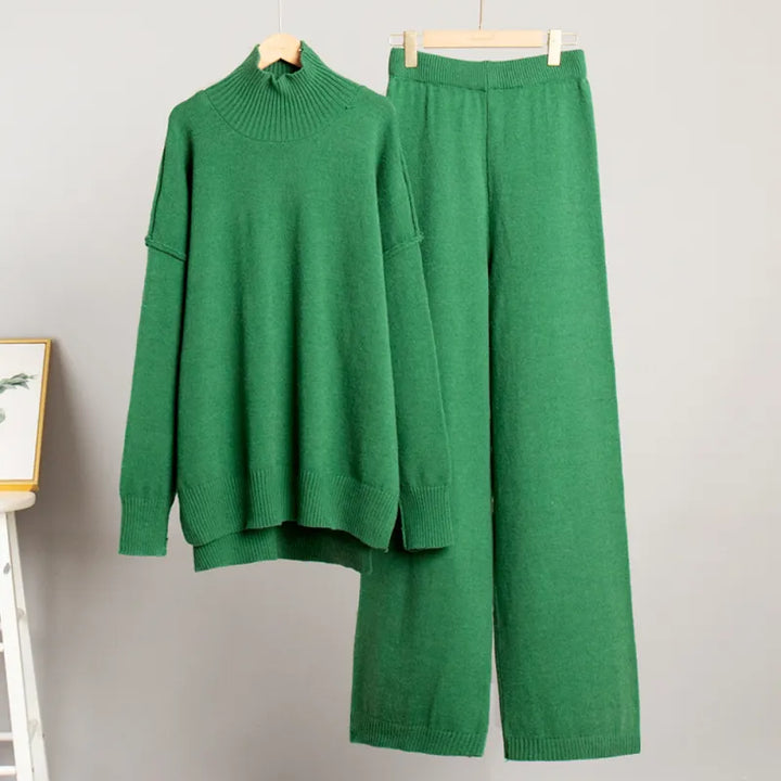 Women's Knit Trouser Set – Relaxed Long Sleeve Lounge Suit