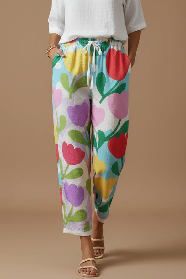 Women's Digital Print Straight-Leg Trouser – Playful Graphic Pattern
