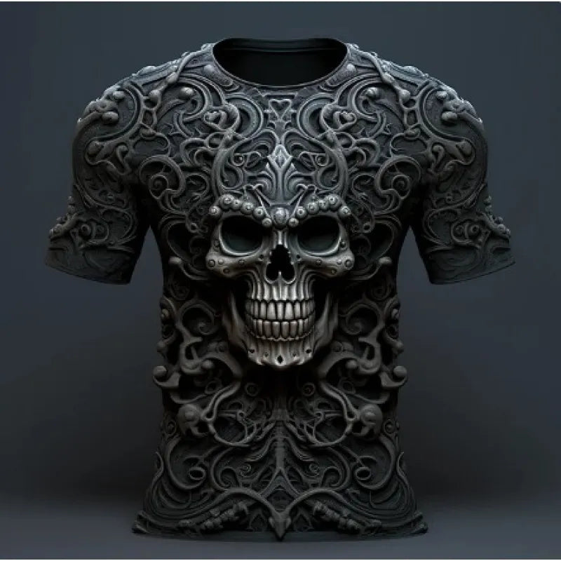 Cotton Men's 3D Skull Print T-Shirt – Hip Hop Loose Fit Top