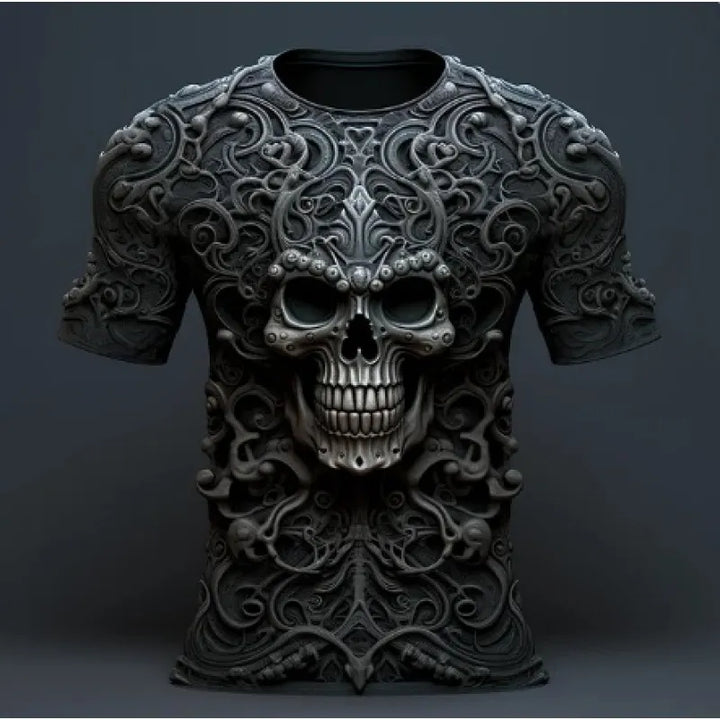 Cotton Men's 3D Skull Print T-Shirt – Hip Hop Loose Fit Top