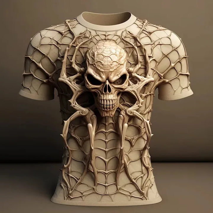Cotton Men's 3D Skull Print T-Shirt – Hip Hop Loose Fit Top