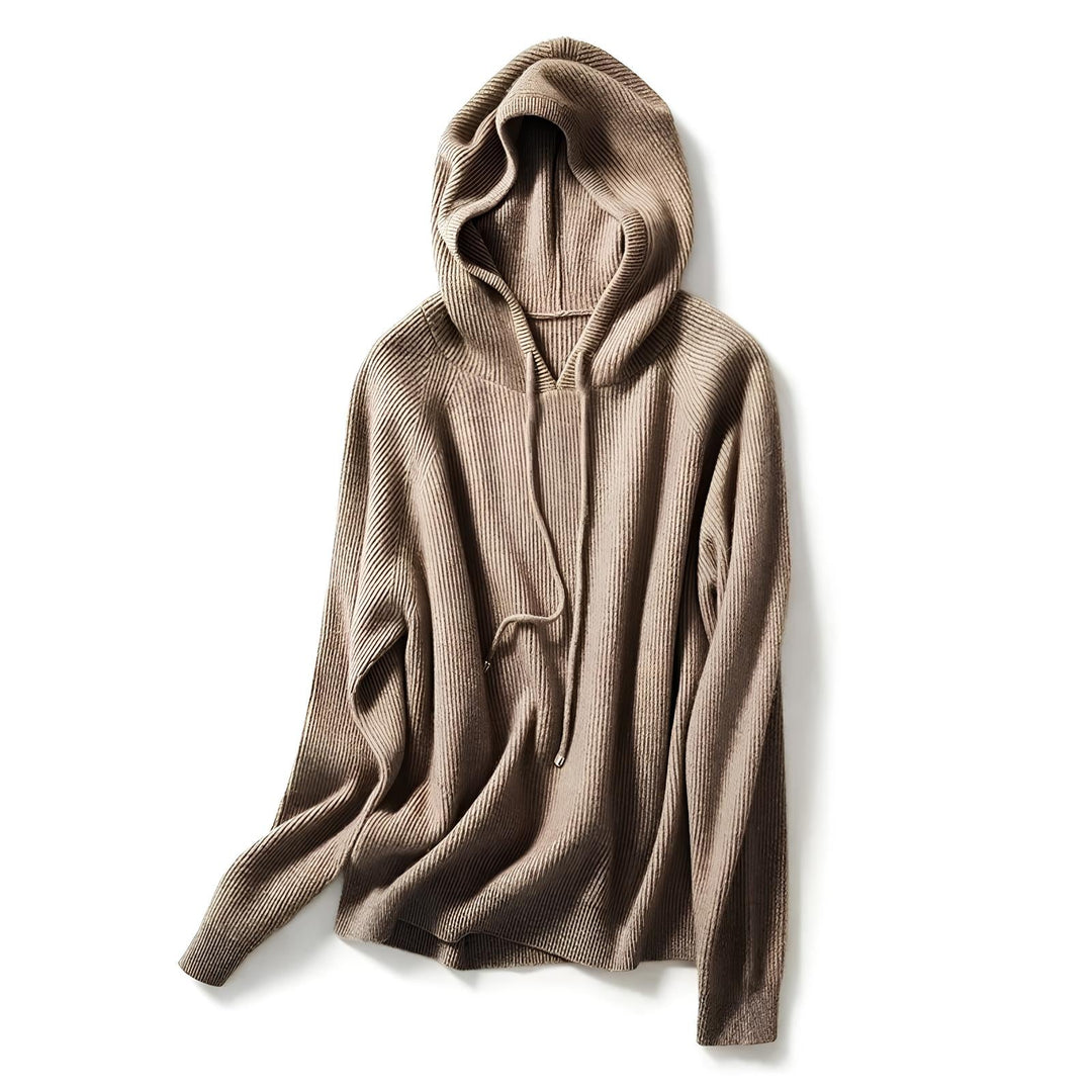 Hoodie in Cashmere and Merino Wool Blend with Relaxed Fit and Adjustable Drawstrings