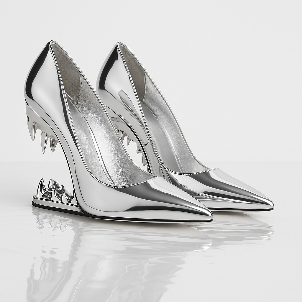 Pointed-Toe Stiletto Pumps in Metallic Gold Finish with Sculpted High Heel for Standout Style