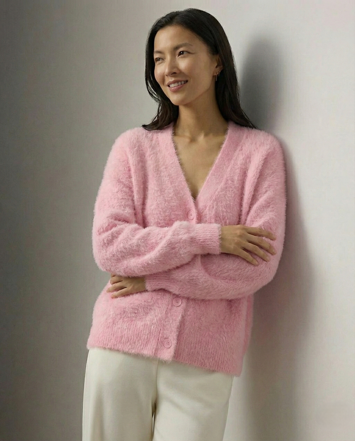 Cardigan in Oversized Fit with Soft Cashmere-Like Knit Feel and Cozy Snug Warmth
