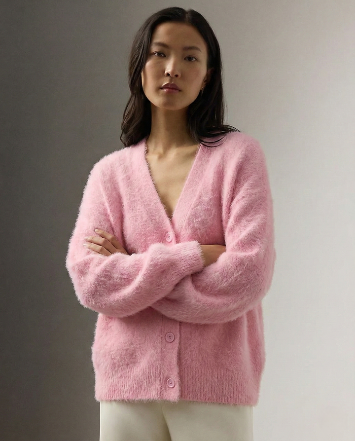 Cardigan in Oversized Fit with Soft Cashmere-Like Knit Feel and Cozy Snug Warmth