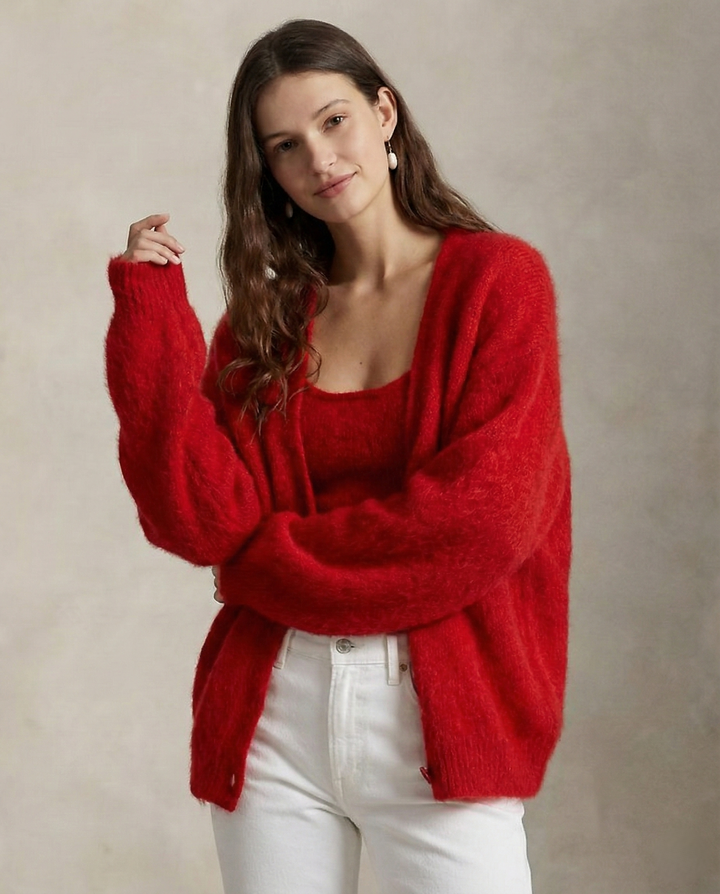 Cardigan in Oversized Fit with Soft Cashmere-Like Knit Feel and Cozy Snug Warmth