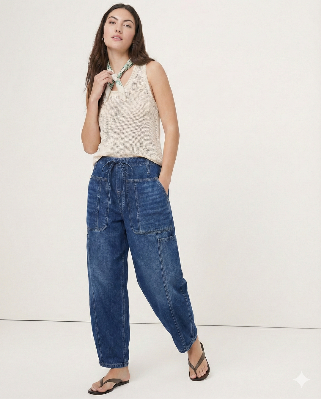 Relaxed Fit Denim Jeans with Soft Cotton Blend Fabric, Ankle-Length Cut and Easy Pull-On Style