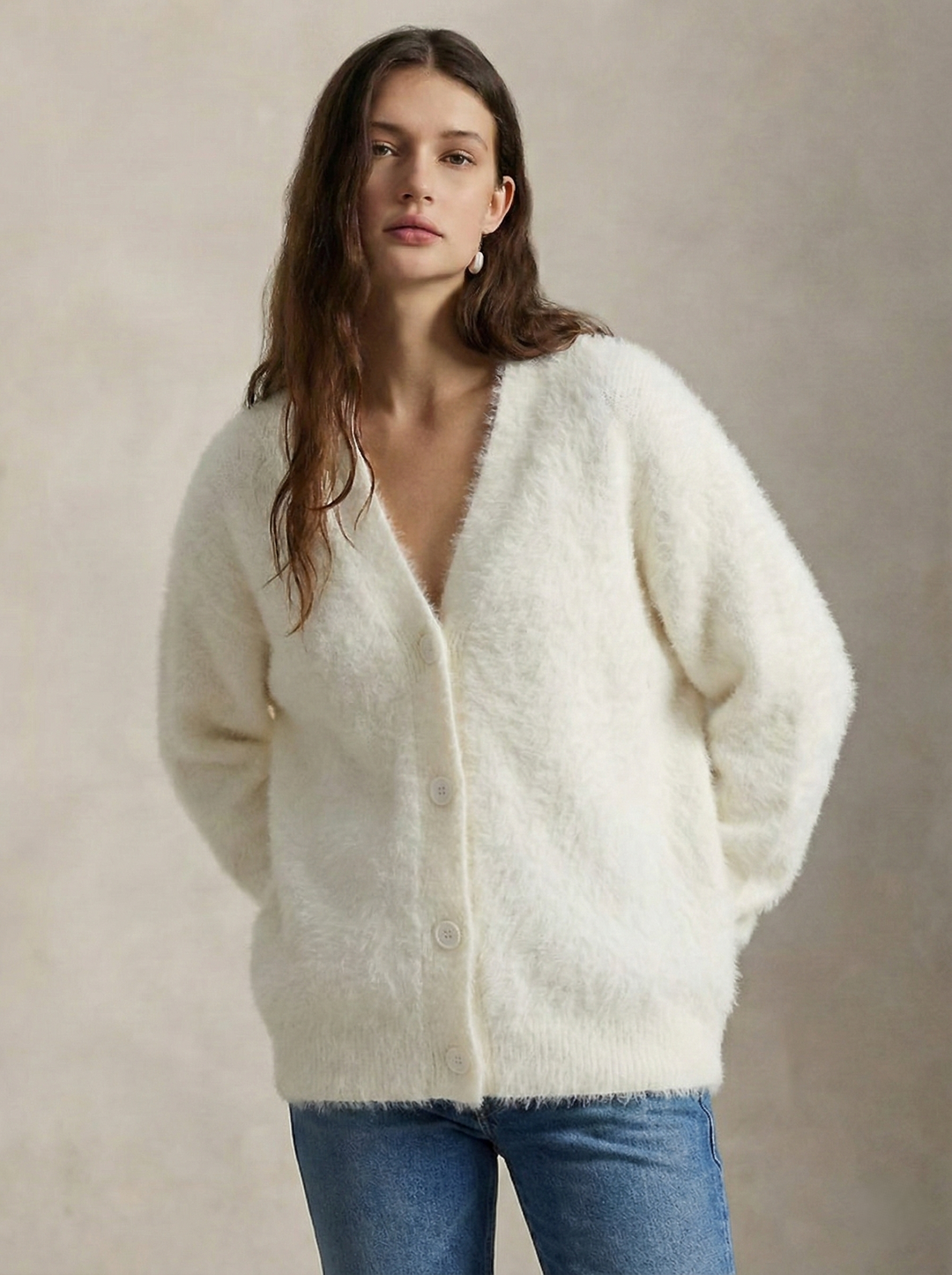 Cardigan in Oversized Fit with Soft Cashmere-Like Knit Feel and Cozy Snug Warmth