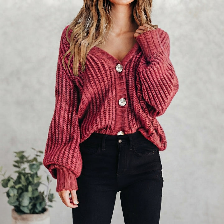 Women's Chunky Knit Cardigan – Oversized Button-Front Sweater