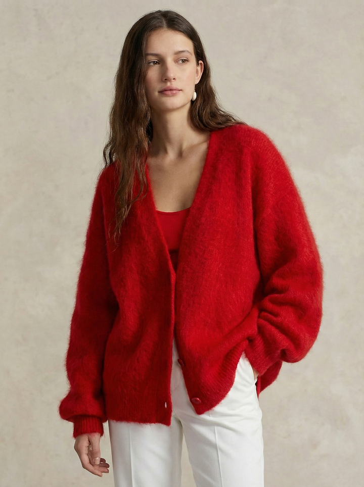 Cardigan in Oversized Fit with Soft Cashmere-Like Knit Feel and Cozy Snug Warmth