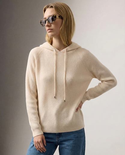 Hoodie in Cashmere and Merino Wool Blend with Relaxed Fit and Adjustable Drawstrings