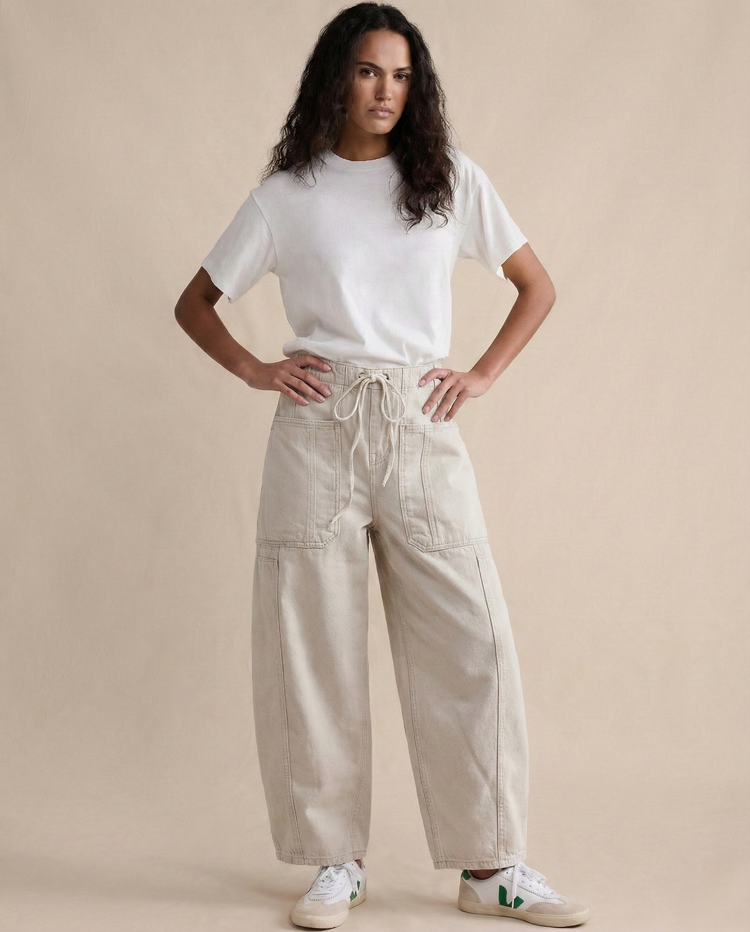 Relaxed Fit Denim Jeans with Soft Cotton Blend Fabric, Ankle-Length Cut and Easy Pull-On Style