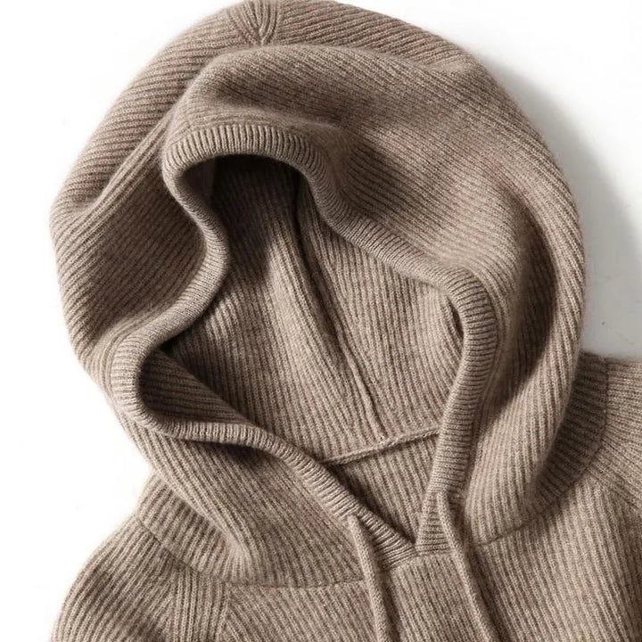 Hoodie in Cashmere and Merino Wool Blend with Relaxed Fit and Adjustable Drawstrings
