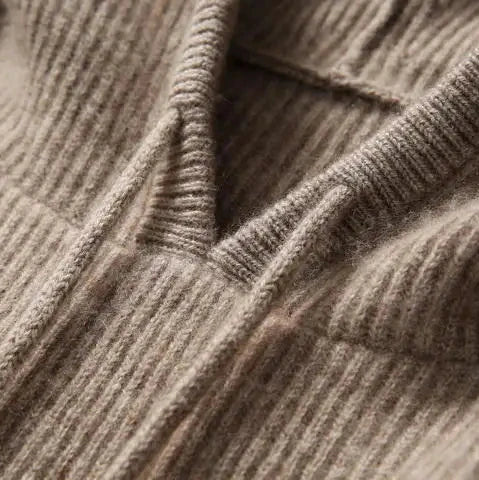 Hoodie in Cashmere and Merino Wool Blend with Relaxed Fit and Adjustable Drawstrings
