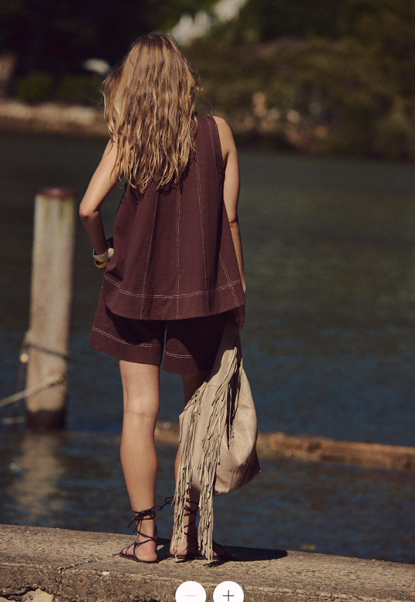 Two-Piece Cotton Set, Cropped Tank Top and Elastic-Waist Shorts with Raw Seam Detailing in Sunwashed Yellow