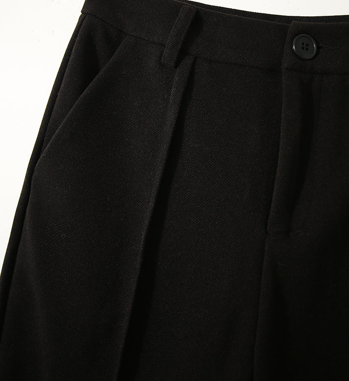 Tapered Wool-Blend Trousers with High-Waist Fit, Slim Silhouette, and Soft Woolen Touch in Khaki