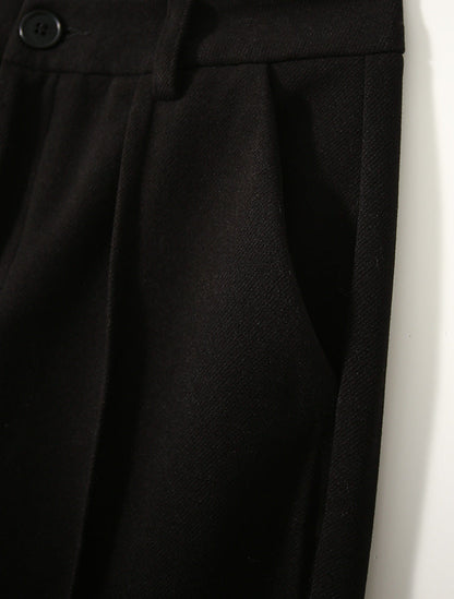 Tapered Wool-Blend Trousers with High-Waist Fit, Slim Silhouette, and Soft Woolen Touch in Khaki