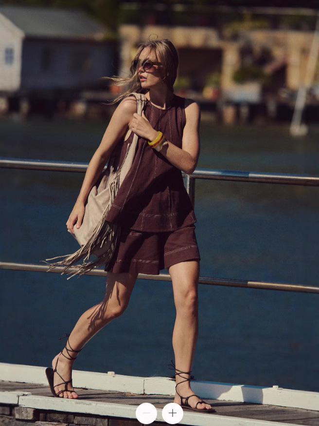 Two-Piece Cotton Set, Cropped Tank Top and Elastic-Waist Shorts with Raw Seam Detailing in Sunwashed Yellow