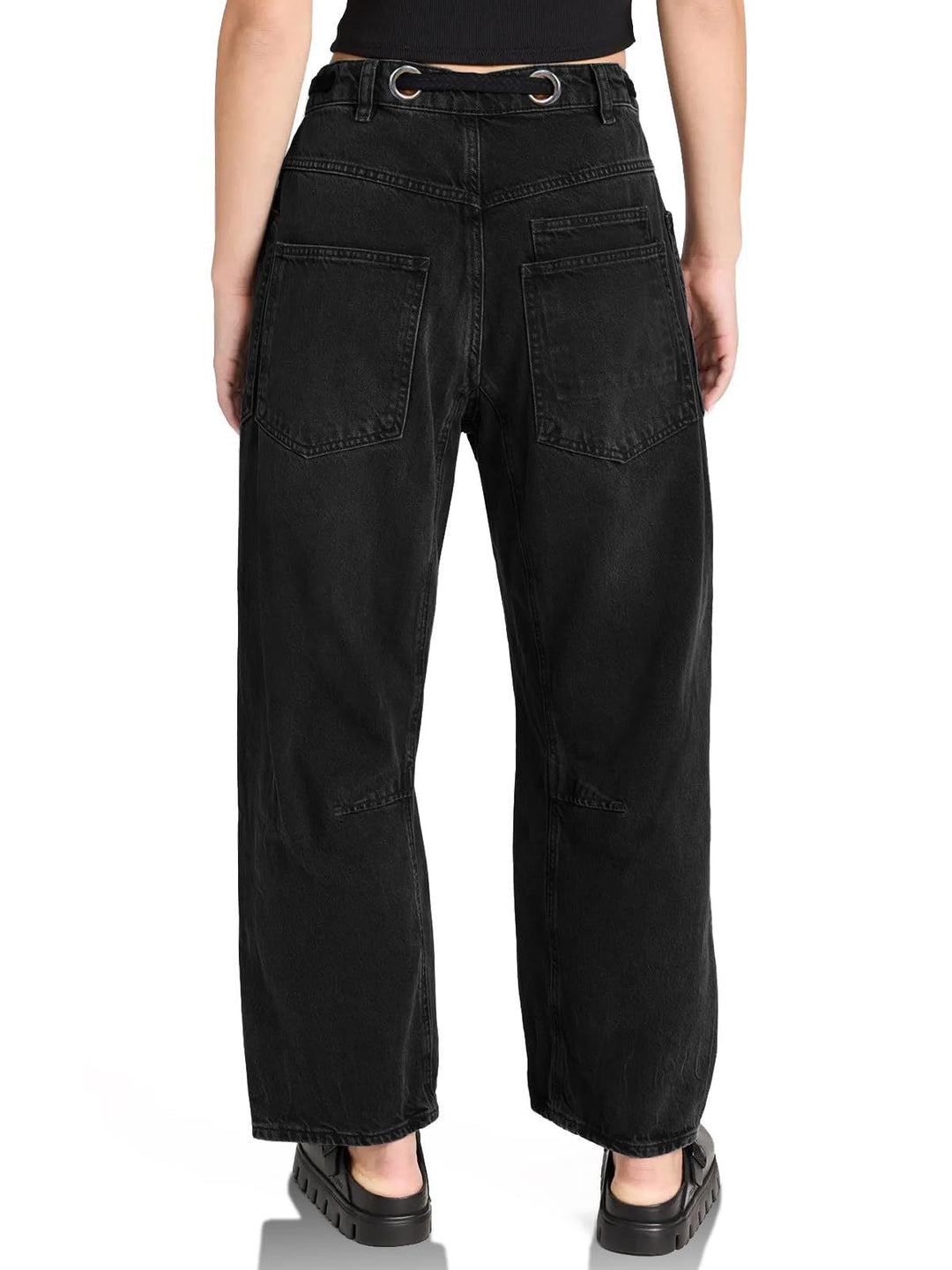 Utility Jeans with Paint-Speckled Wash, Rope Drawcord Waist, and 100% Cotton Denim