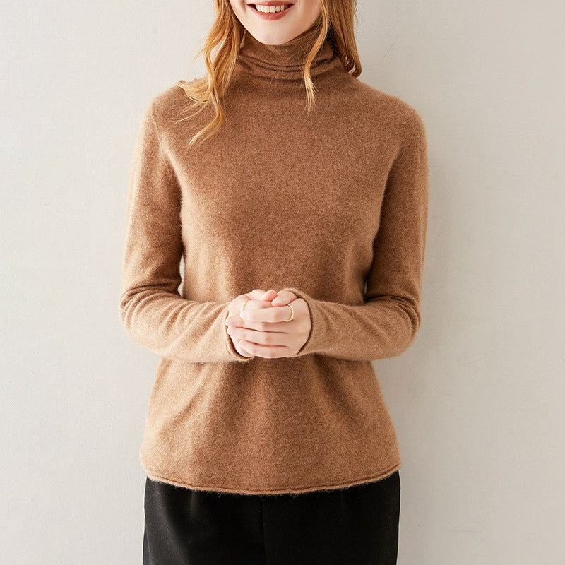 Cashmere Blend Turtleneck Sweater with Merino Wool, Slim Fit for Women in Vintage