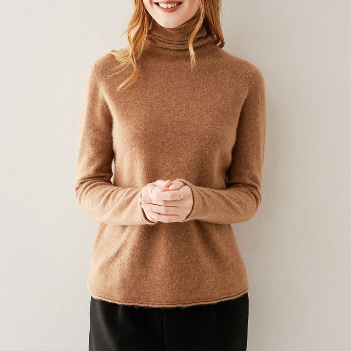 Cashmere Blend Turtleneck Sweater with Merino Wool, Slim Fit for Women in Vintage