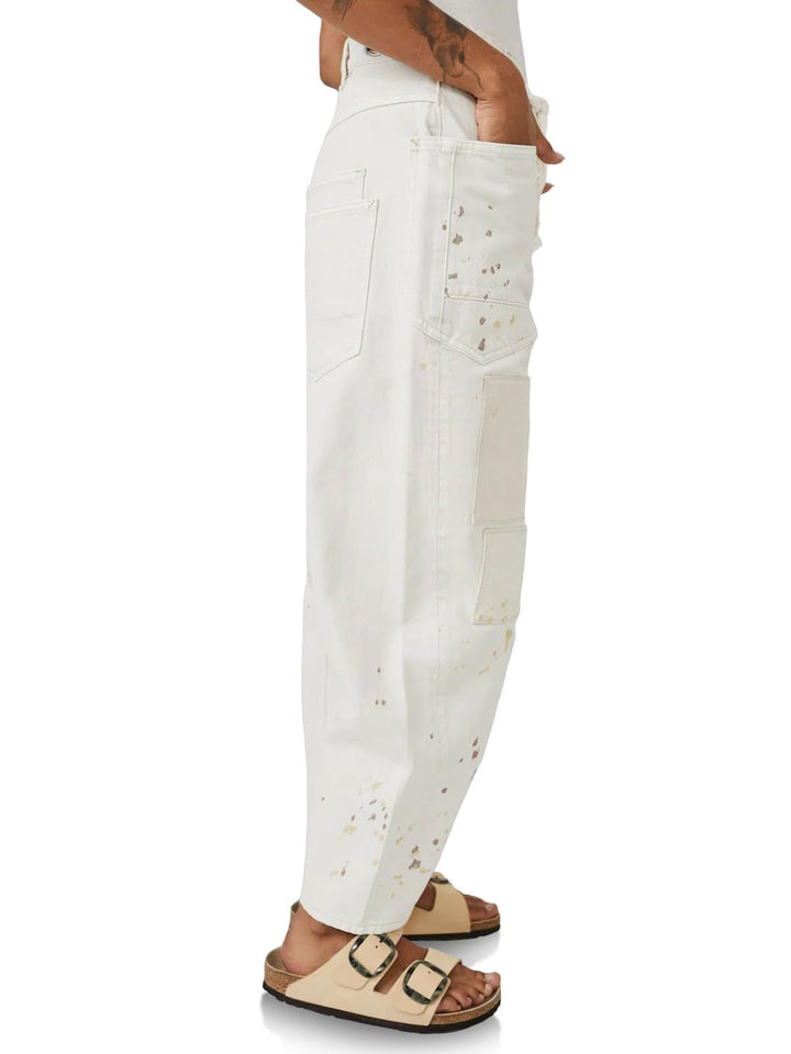 Utility Jeans with Paint-Speckled Wash, Rope Drawcord Waist, and 100% Cotton Denim