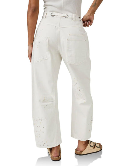 Utility Jeans with Paint-Speckled Wash, Rope Drawcord Waist, and 100% Cotton Denim