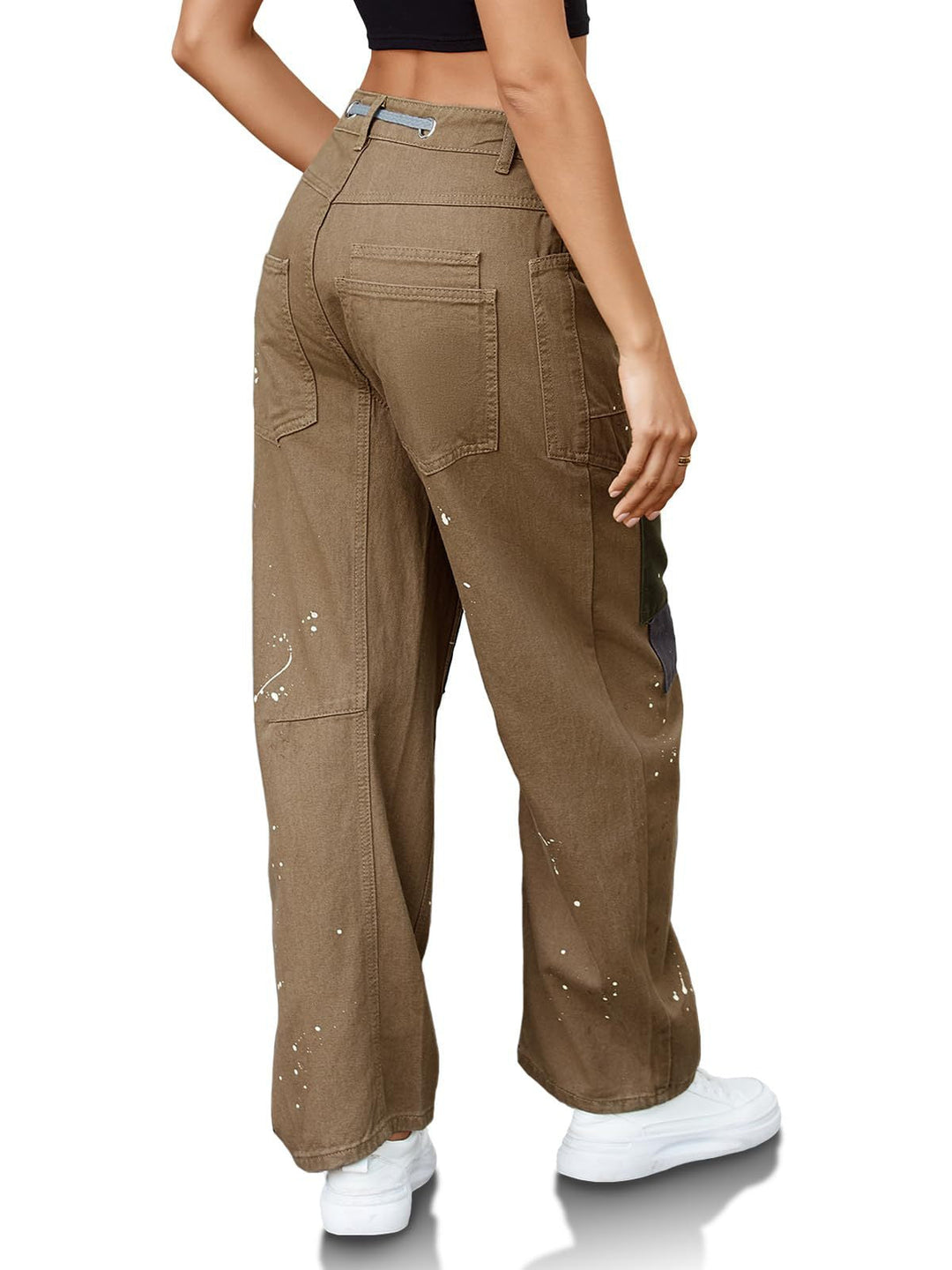 Utility Jeans with Paint-Speckled Wash, Rope Drawcord Waist, and 100% Cotton Denim